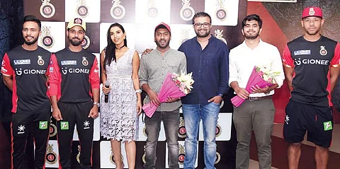 The fans Allen (centre) and Mohit (second from right)
