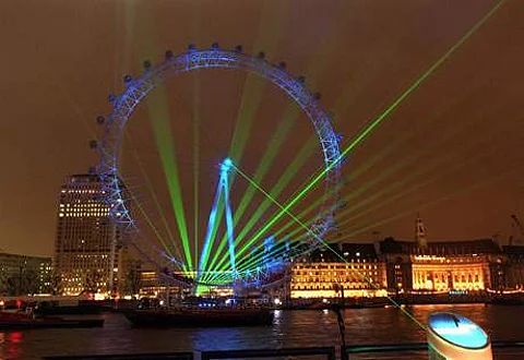 A laser light show on at the London Eye during New Year's Eve in 1999. (Photo | AP)