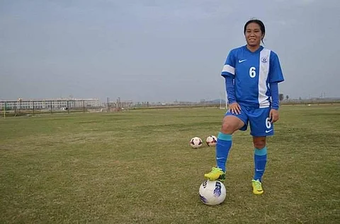 Flag bearer of Indian women’s football, Oinam Bembem Devi (Photo | Indian Football Team Facebook)