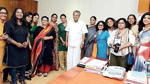 Members of Women in Cinema Collective with Chief Minister Pinarayi Vijayan after its formation. (File picture)