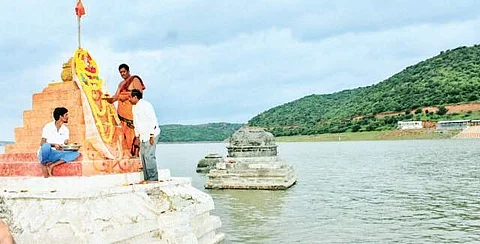 When the Sangameswara Temple in Kurnool district gets submerged, it means increased water levels at the Srisailam project and water for the farmers | Express