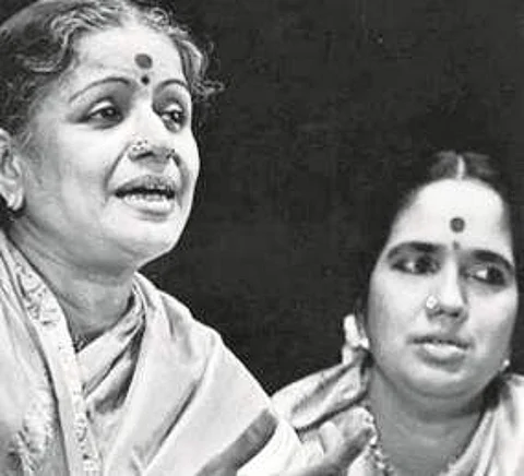 Radha with her mother, MS Subbulaksmi