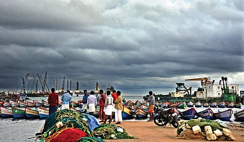 With the India Meteorological Department warning fishermen against venturing into the sea due to inclement weather, boats are seen docked at the Vizhinjam harbour in Thiruvananthapuram. The otherwise bustling harbour is now almost deserted as only fisherm