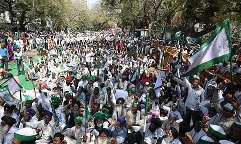 Farmers under the banner of Bhartiya Kisan Union BKU during their protest at Jantar Mantar. (File photo | EPS)