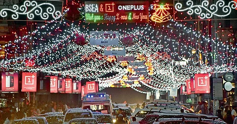 With the Christmas and New Year spirit already catching on, the showcase Brigade Road has been decked up for the celebrations (Photo | EPS)