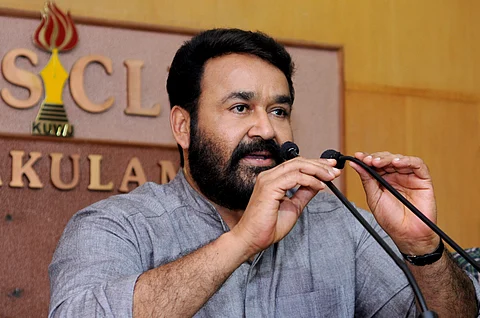AMMA president and actor Mohanlal addressing the media at Ernakulam Press Club.