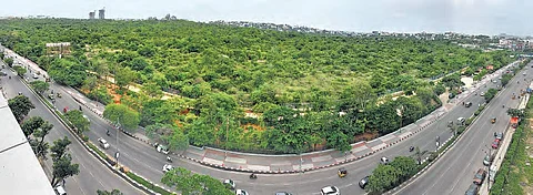 An ariel view of KBR park at Jubliee Hills in Hyderabad  | R Satish Babu