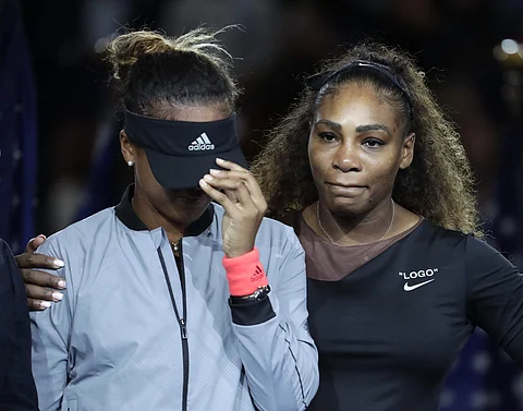 Naomi Osaka, of Japan, is hugged by Serena Williams after Osaka defeated Williams in the women's final of the U.S. Open tennis tournament, Saturday, Sept. 8, 2018, in New York. | AP