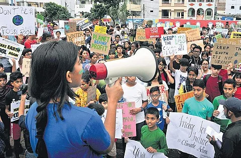 Protest against climate change. (Photo |EPS)