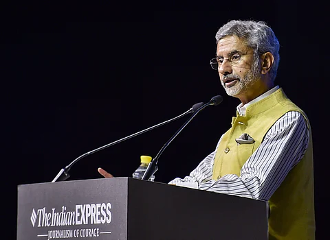 External Affairs Minister S Jaishankar delivers the 4th Ramnath Goenka Memorial Lecture. (Photo| PTI)