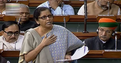 Union Minister Nirmala Sitharaman speaks in the Lok Sabha. (Photo| PTI)