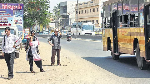 Several bus shelters are damaged or encroached upon by vendors, or other obstructions, forcing passengers to wait on the road.(Representative Image)