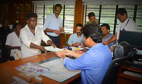 Chinju Aswathi filing her nomination before the district collector (Facebook photo)