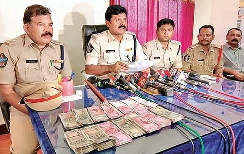 SP Damodar addressing a press conference in Vizianagaram on Saturday | express