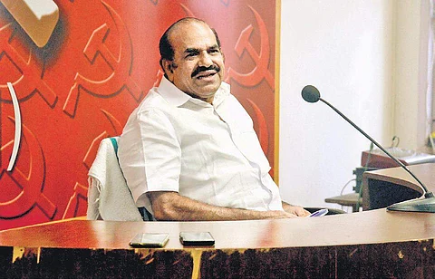 CPM state secretary Kodiyeri Balakrishnan at the presser |Vincent Pulickal