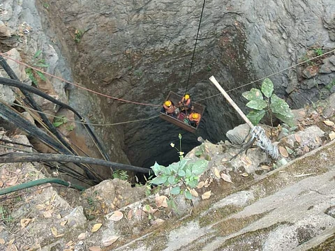 Rat-hole mine in Meghalaya where where 15 miners died after being trapped inside the mine for more than 100 days. (File | PTI)