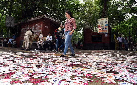 A still from DUSU elections in January 2024, at the DU North Campus.