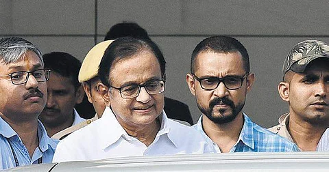 P Chidambaram being produced at a Delhi court in connection with INX Media case. (Photo | EPS/Parveen Negi)