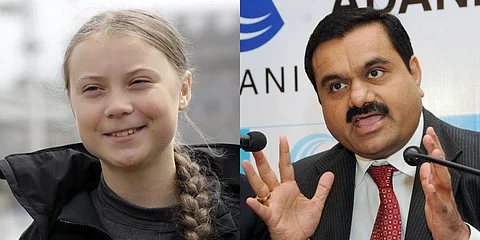 Teenage climate activist Greta Thunberg (L) and Adani Group chairman Gautam Adani (Photo | AP and PTI)