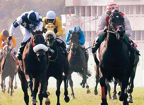 A race in progress at the Bangalore Turf Club pre pandemic.