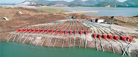 Downstream dewatering works under progress at Polavaram site in West Godavari district I EXPRESS