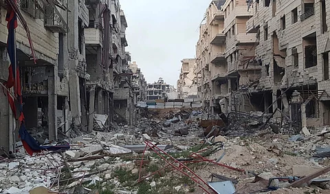 A view of damaged buildings due airstrikes in Syria. (File Photo| AP)