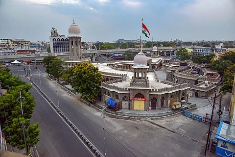 A view of deserted Mozamjahi market during the nationwide lockdown in the wake of coronavirus pandemic in Hyderabad Sunday April 12 2020. (Photo | PTI)