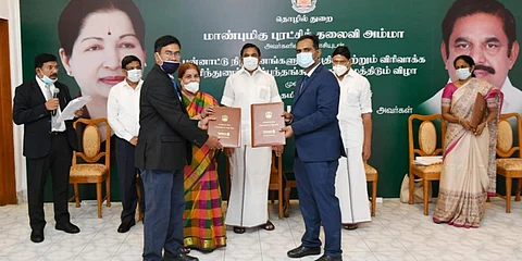 MoUs were signed in the presence of the Tamil Nadu CM Edappadi Palaniswami between the state Industries Department and various MNCs. (Photo| Special Arrangement)