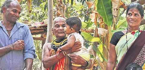 Tulasi Gowda, who received the Padma Shri for her contribution to the protection of environment, along with her family;