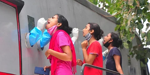 Swab samples being collected for covid testing. (Photo | EPS)