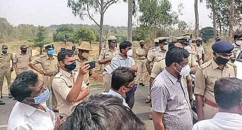 Police and Revenue officials visit the Mavallipura landfill site to inspect and start preparations for an open-air crematorium | Express