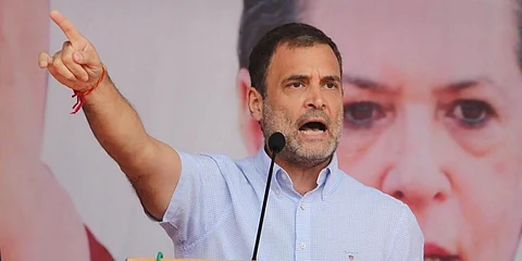 Congress leader Rahul Gandhi during a office bearers sammelan in Jammu (Photo | PTI)