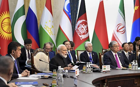 FILE | Prime Minister Narendra Modi at the delegation level meeting of the Shanghai Cooperation Organization SCO Summit in 2019. (Photo | PIB)