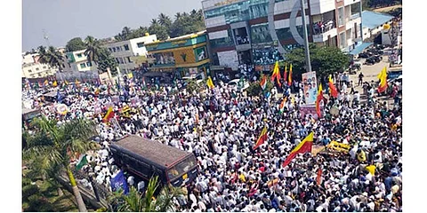 KPCC Padayatra for Mekedatu water project led by KPCC President DK Shivakumar on Tuesday.