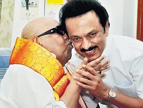 Tamil Nadu CM MK Stalin his father and former chief minister M Karunanidhi