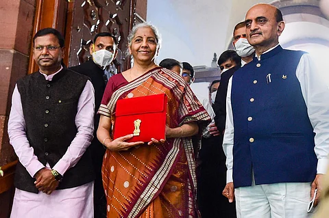 Union Minister of Finance Nirmala Sitharaman at Parliament for the presentation of the Union Budget 2022-23