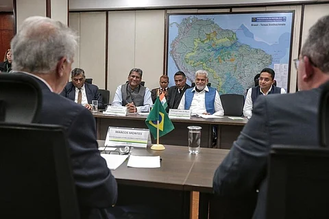 A Photo of Parshottam Rupala as seen during the meet was tweeted from his account. (Photo | Twitter, @PRupala)