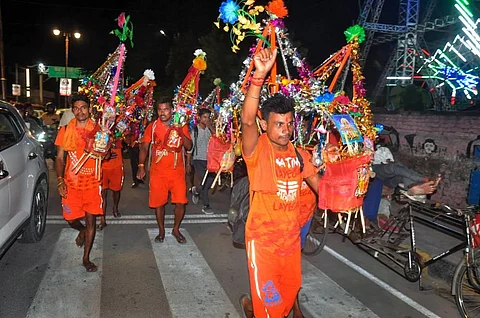 Kanwariyas during the 'Kanwar Yatra'.