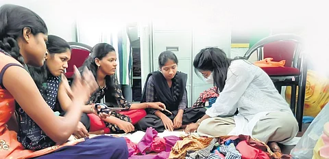 Swati Soharia (in white) with a cluster of women working with the organisation