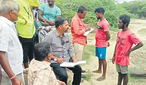 The two Sri Lankan fishers questioned by officials on Tuesday | Express