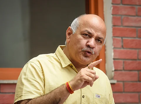 Deputy Chief Minister of Delhi Manish Sisodia addresses a press conference in New Delhi, on August 6, 2022. (Photo | PTI)