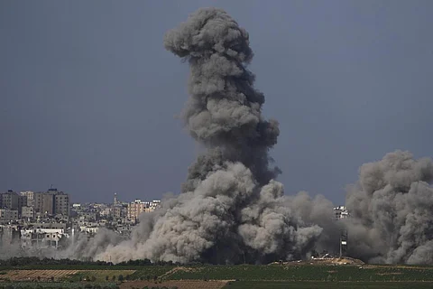 Smoke rises following an Israeli airstrike in the Gaza Strip, as seen from southern Israel, Friday, Oct. 20, 2023. (Photo | AP)