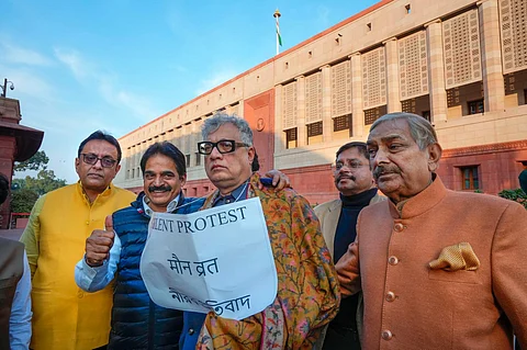 TMC's Derek O'Brien stages 'silent protest' after suspension from Rajya Sabha