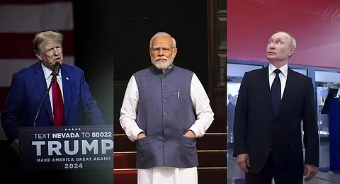 (L to R) A collage of Former US President Donald Trump, India's Prime Minister Narendra Modi and Russian President Vladimir Putin. (FILE | AP Photo)