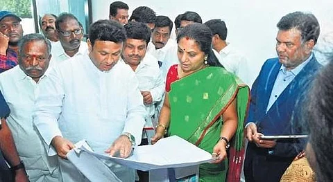 BRS MLC Kavitha inpects Nizamabad IT Hub works, launches website