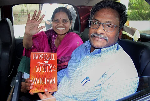 FILE PHOTO | Former Delhi University professor GN Saibaba is seen with his wife Vasantha Kumari outside the Nagpur Central Jail. (Photo | PTI)