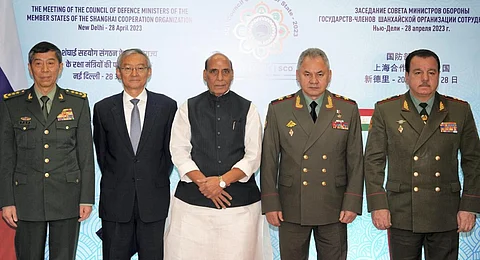 Defence Minister Rajnath Singh with Defence Ministers of Shanghai Cooperation Organisation (SCO) member nations during the SCO Defence Ministers Meeting.