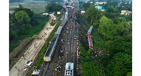Rescue work underway after an accident involving Coromandel Express, Bengaluru-Howrah Express and a goods train, in Balasore district, Saturday. (Photo | PTI)