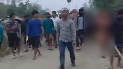 Tension mounted in the hills of Manipur after a May 4 video surfaced on Wednesday showing two women from one of the warring communities being paraded naked by a few men from the other side. (Videograb