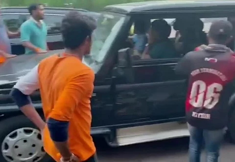 Representational Image: In this September 2021 photograph, Bajrang Dal men seen stopping MBBS students at Surathkal tollgate in Mangaluru. (Photo | Express)